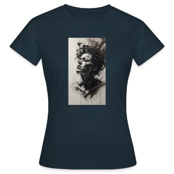Kohlezeichnung der Emotion - Frauen T-Shirt - Navy - Vorne - AI Model Female 172 dark (172cm)