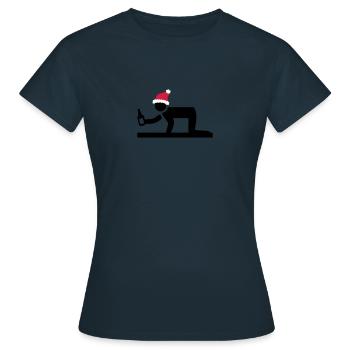 Happy Christmas Bier - Frauen T-Shirt - Navy - Vorne - AI Model Female 172 dark (172cm)