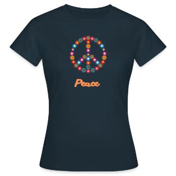 Peace. Buntes Friedenssymbol - Frauen T-Shirt - Navy - Vorne - AI Model Female 172 dark (172cm)