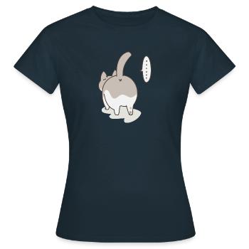 Katze von hinten - Frauen T-Shirt - Navy - Vorne - AI Model Female 172 dark (172cm)