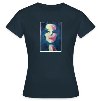 Original Art Print "Marina" - Women's T-Shirt - navy - Front - AI Model Female 172 dark (172cm)