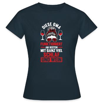 Großmutter Wein Oma - Frauen T-Shirt - Navy - Vorne - AI Model Female 172 dark (172cm)
