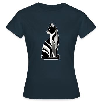Minimalistische Katze - Frauen T-Shirt - Navy - Vorne - AI Model Female 172 dark (172cm)