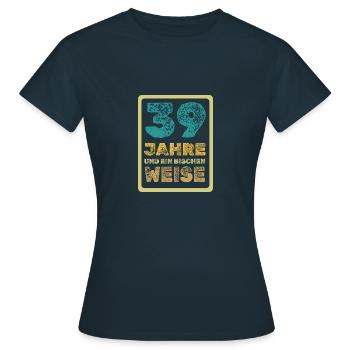 Age 39 - Women's T-Shirt - navy - Front - AI Model Female 172 dark (172cm)