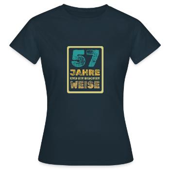 Age 57 - Women's T-Shirt - navy - Front - AI Model Female 172 dark (172cm)