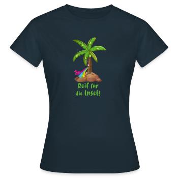 reif für die insel,urlaub,ferien,palme,insel - Frauen T-Shirt - Navy - Vorne - AI Model Female 172 dark (172cm)