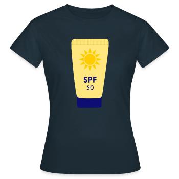 Crème solaire FPS 50 - T-shirt Femme - marine - Devant - AI Model Female 172 dark (172cm)