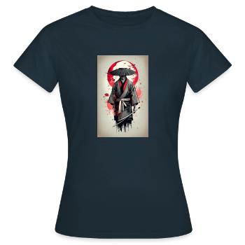 Affiche japonais médiéval - T-shirt Femme - marine - Devant - AI Model Female 172 dark (172cm)