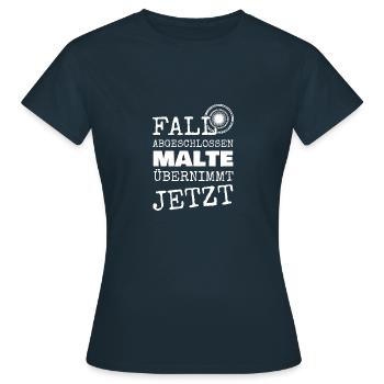First name Malte - Women's T-Shirt - navy - Front - AI Model Female 172 dark (172cm)