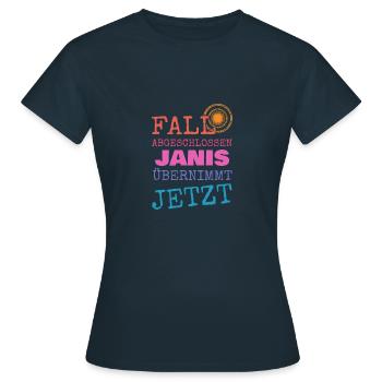 First name Janis - Women's T-Shirt - navy - Front - AI Model Female 172 dark (172cm)
