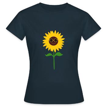 Hippie Sonnenblume Musik Festival Outfit - Frauen T-Shirt - Navy - Vorne - AI Model Female 172 dark (172cm)
