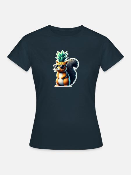 Cooles Eichhörnchen mit Ananasmaske - Dame-T-shirt - marineblå
