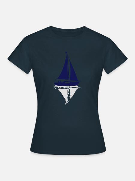 Segelboot Spiegelung - Frauen T-Shirt - Navy