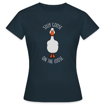 goose on the loose - Women's T-Shirt - navy - Front - AI Model Female 172 dark (172cm)
