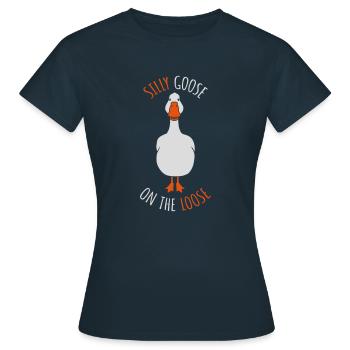 goose on the loose - Women's T-Shirt - navy - Front - AI Model Female 172 dark (172cm)