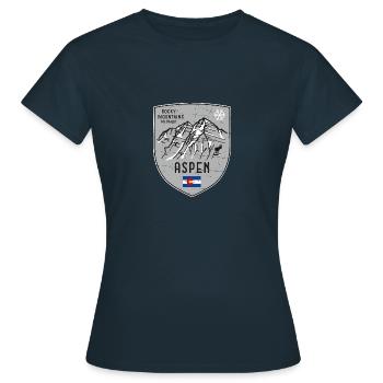 Aspen Maroon Bells USA Coat of Arms - Women's T-Shirt - navy - Front - AI Model Female 172 dark (172cm)