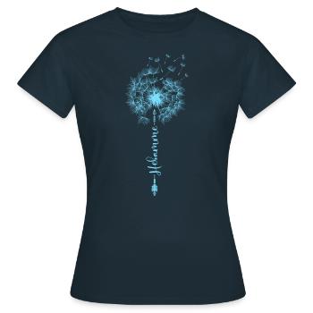Hebamme Pusteblume Dandelion Herz Pfeil Tattoo - Frauen T-Shirt - Navy - Vorne - AI Model Female 172 dark (172cm)