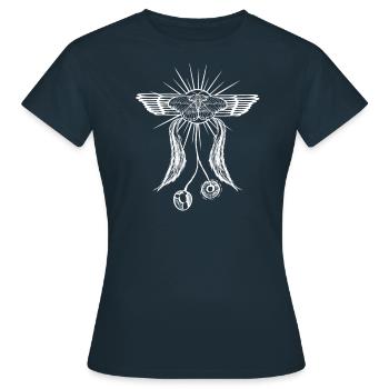 Motte indien pendentifs spirituel soleil t-shirt - T-shirt Femme - marine - Devant - AI Model Female 172 dark (172cm)