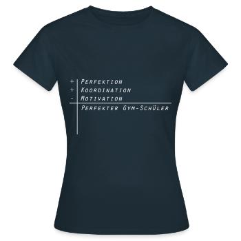 Gymnasium/Schüler - Frauen T-Shirt - Navy - Vorne - AI Model Female 172 dark (172cm)