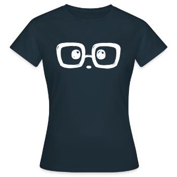 Astonished look with glasses ... - Women's T-Shirt - navy - Front - AI Model Female 172 dark (172cm)