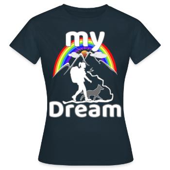 le chien de rêve avec femme en randonnée - T-shirt Femme - marine - Devant - AI Model Female 172 dark (172cm)