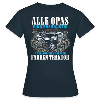 Opa mit Traktor Trecker Opa Großvater Lustiges Opa - Frauen T-Shirt - Navy - Vorne - AI Model Female 172 dark (172cm)