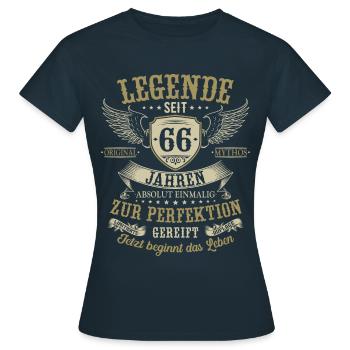 66 Geburtstag Legende Geburtstagsspruch 66 Jahre - Frauen T-Shirt - Navy - Vorne - AI Model Female 172 dark (172cm)