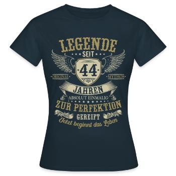44 Geburtstag Legende Geburtstagsspruch 44 Jahre - Frauen T-Shirt - Navy - Vorne - AI Model Female 172 dark (172cm)
