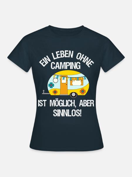 Camping Camper Campingfan Geschenk Retro Wohnwagen - Frauen T-Shirt - Navy