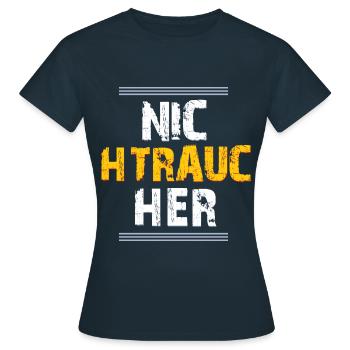 Nichtraucher - Frauen T-Shirt - Navy - Vorne - AI Model Female 172 dark (172cm)