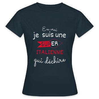 Super Italienne qui Déchire - T-shirt Femme - marine - Devant - AI Model Female 172 dark (172cm)