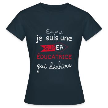 Super éducatrice qui Déchire - T-shirt Femme - marine - Devant - AI Model Female 172 dark (172cm)