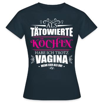 Tätowierte Köchin / Tattoo Restaurant Tatowiert - Frauen T-Shirt - Navy - Vorne - AI Model Female 172 dark (172cm)