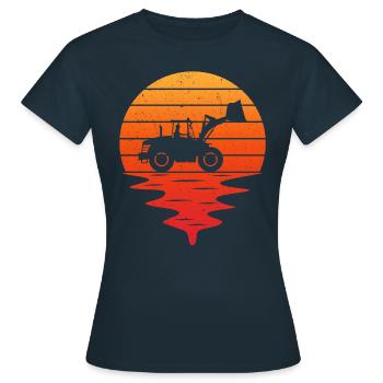 Chargeuse retro chargeuse sur pneus - T-shirt Femme - marine - Devant - AI Model Female 172 dark (172cm)