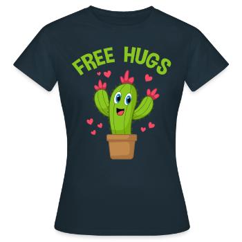 Cactus Free Hugs, hug, funny, humor, plant - Women's T-Shirt - navy - Front - AI Model Female 172 dark (172cm)