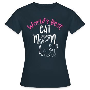 Cat mom - Beste Katzen Mutter / Katze, Haustier - Frauen T-Shirt - Navy - Vorne - AI Model Female 172 dark (172cm)