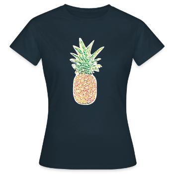 Ananas Mosaik - Frauen T-Shirt - Navy - Vorne - AI Model Female 172 dark (172cm)
