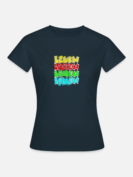 leben lieben etc weiss - Frauen T-Shirt - Navy