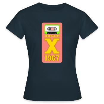 1967 Generation X Flower Power - Frauen T-Shirt - Navy - Vorne - AI Model Female 172 dark (172cm)