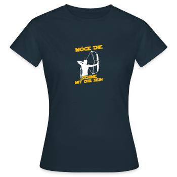 Möge die Sehne Bogen Bogenschießen Bogenschütze - Frauen T-Shirt - Navy - Vorne - AI Model Female 172 dark (172cm)