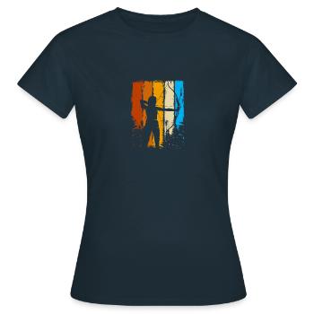 Pfeil und Bogen Bogenschießen Bogenschütze - Frauen T-Shirt - Navy - Vorne - AI Model Female 172 dark (172cm)