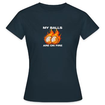 Mes boules sont en feu Joueur de pétanque Boule Boule - T-shirt Femme - marine - Devant - AI Model Female 172 dark (172cm)