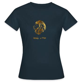 Koenig der Koenige, Jesus, gold - Frauen T-Shirt - Navy - Vorne - AI Model Female 172 dark (172cm)