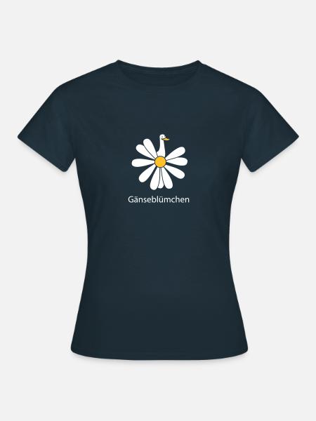 Gänseblümchen mit Gans - Frauen T-Shirt - Navy