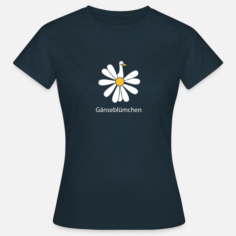 Gänseblümchen mit Gans - Frauen T-Shirt - Navy
