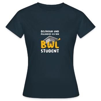 Business Administration Student Funny Saying - Women's T-Shirt - navy - Front - AI Model Female 172 dark (172cm)