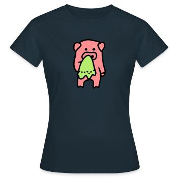Schwein traurig / krank 3 - Frauen T-Shirt - Navy - Vorne - AI Model Female 172 dark (172cm)