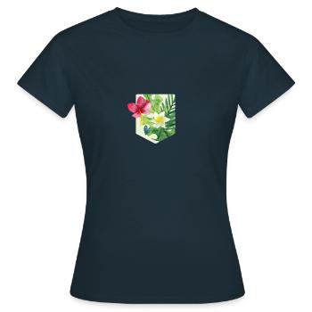 summer flowers - Women's T-Shirt - navy - Front - AI Model Female 172 dark (172cm)