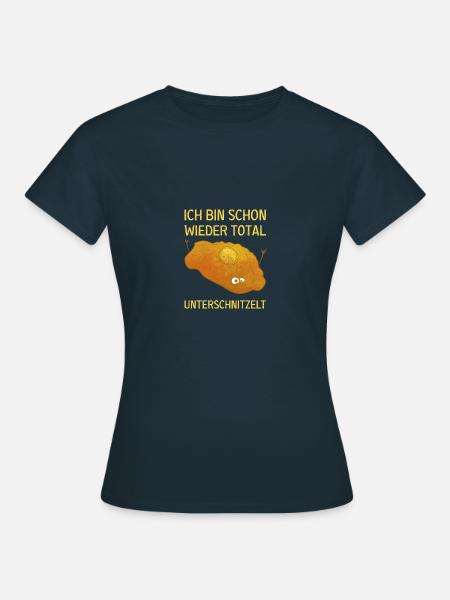 Unterschnitzelt Wiener Schnitzel Fleisch Geschenk - Frauen T-Shirt - Navy