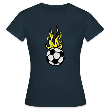 Fußball Flamme Feuer Flamme - Frauen T-Shirt - Navy - Vorne - AI Model Female 172 dark (172cm)
